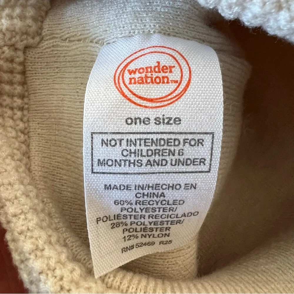 Cream knit beanie baby hat with bear ears wonder nation EUC #kidcore #winterwear